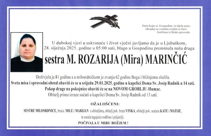 Sestra M. Rozarija (Mira)  Marinčić