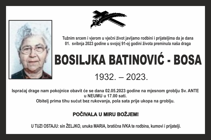 Bosiljka Batinović –  Bosa