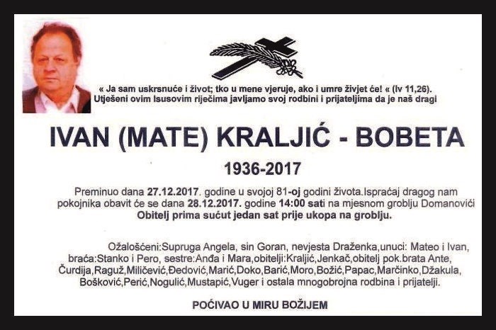 Ivan (Mate) Kraljić –  Bobeta