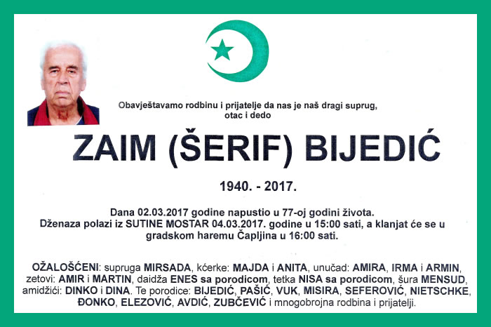 Zaim (Šerif)  Bijedić